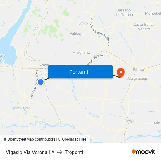 Vigasio Via Verona I A to Treponti map