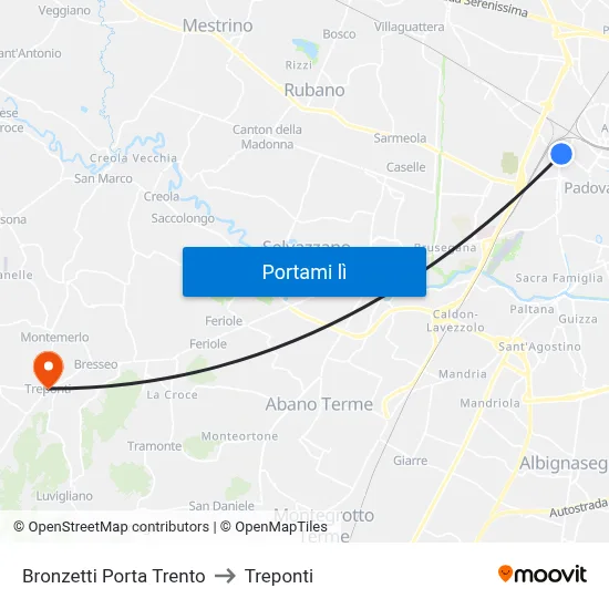 Bronzetti Porta Trento to Treponti map