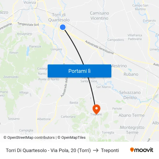 Torri Di Quartesolo - Via Pola, 20 (Torri) to Treponti map
