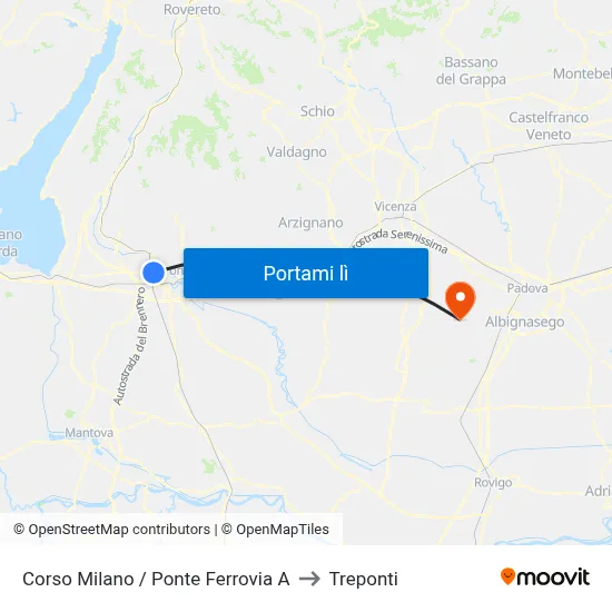 Corso Milano / Ponte Ferrovia A to Treponti map