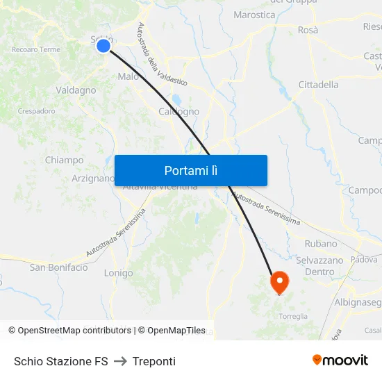 Schio Stazione FS to Treponti map
