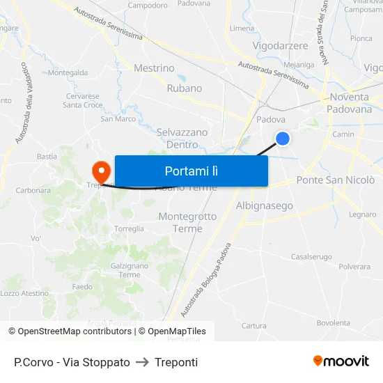 P.Corvo - Via Stoppato to Treponti map