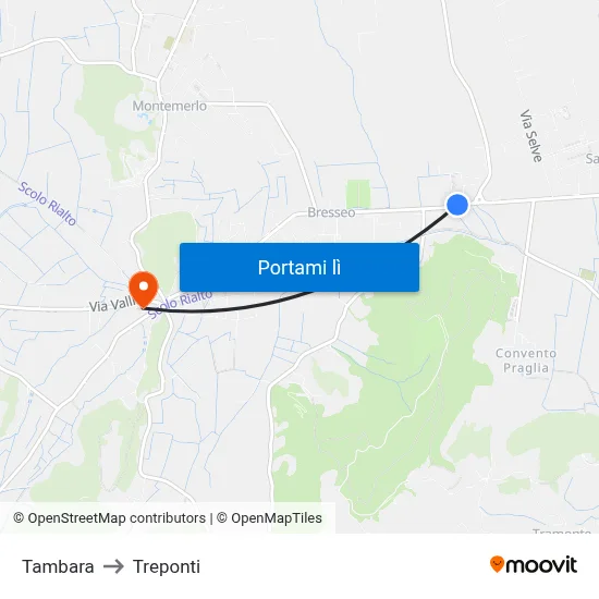 Tambara to Treponti map