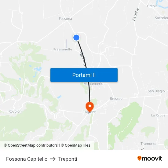 Fossona Capitello to Treponti map