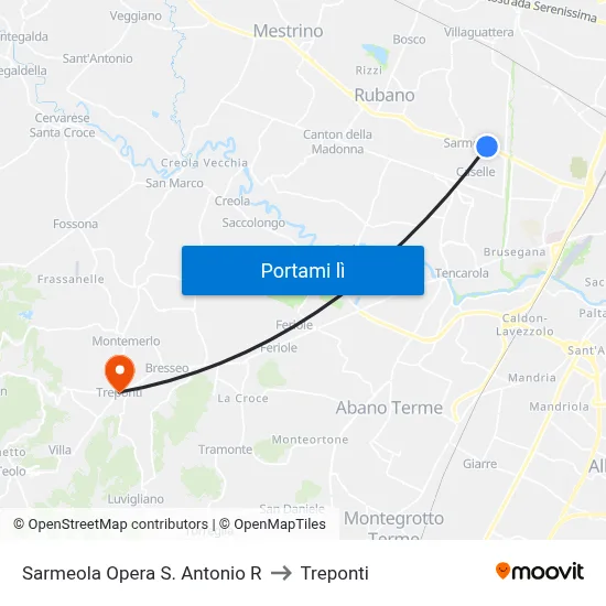 Sarmeola Opera S. Antonio R to Treponti map