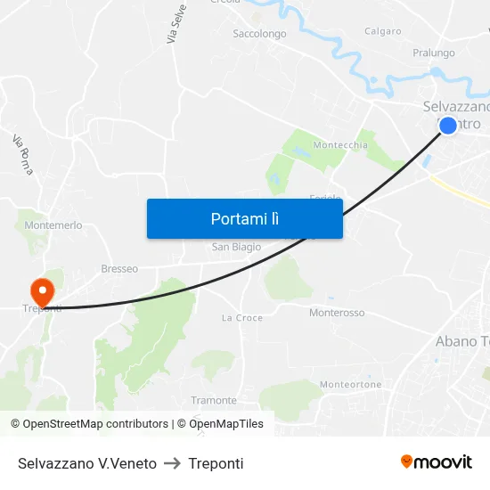 Selvazzano V.Veneto to Treponti map