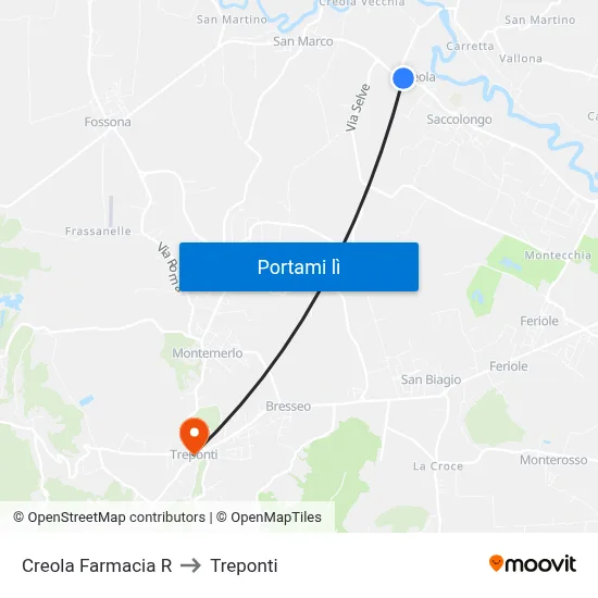 Creola Farmacia R to Treponti map