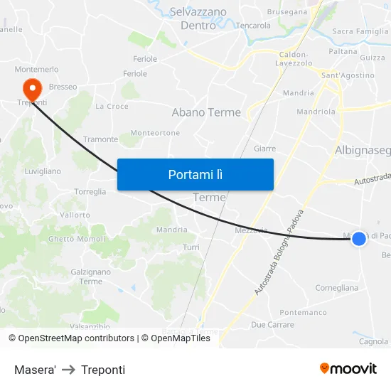 Masera' to Treponti map