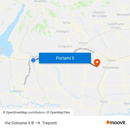 Via Golosine II B to Treponti map