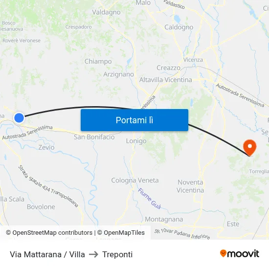 Via Mattarana / Villa to Treponti map