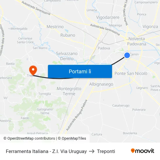 Ferramenta Italiana - Z.I. Via Uruguay to Treponti map