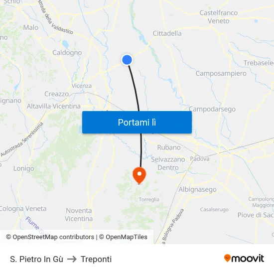 S. Pietro In Gù to Treponti map