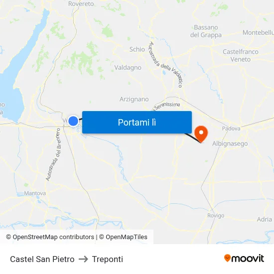 Castel San Pietro to Treponti map