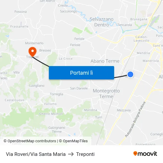 Via Roveri/Via Santa Maria to Treponti map