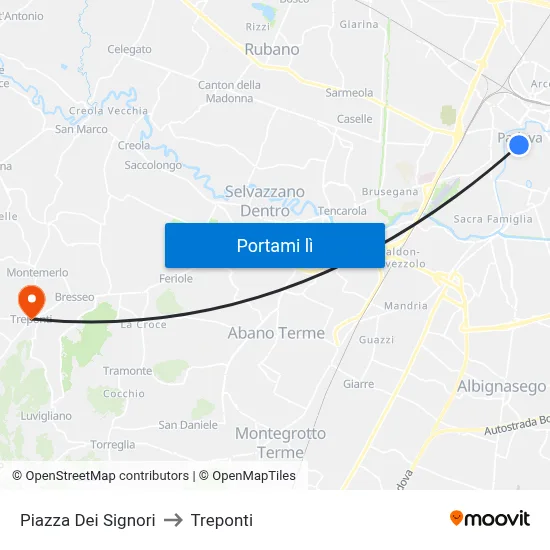 Piazza Dei Signori to Treponti map