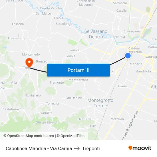 Capolinea Mandria - Via Carnia to Treponti map