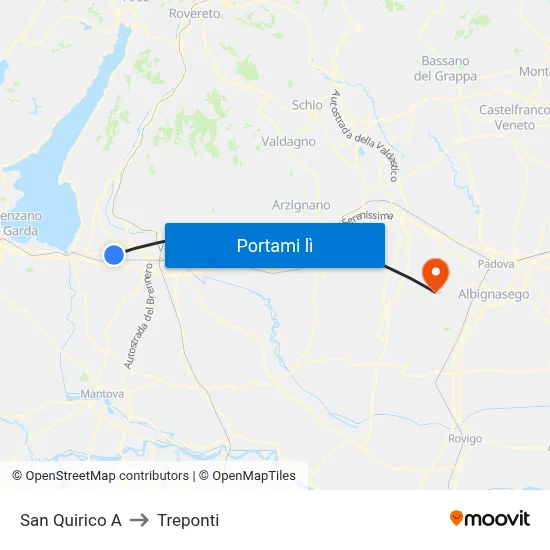 San Quirico A to Treponti map