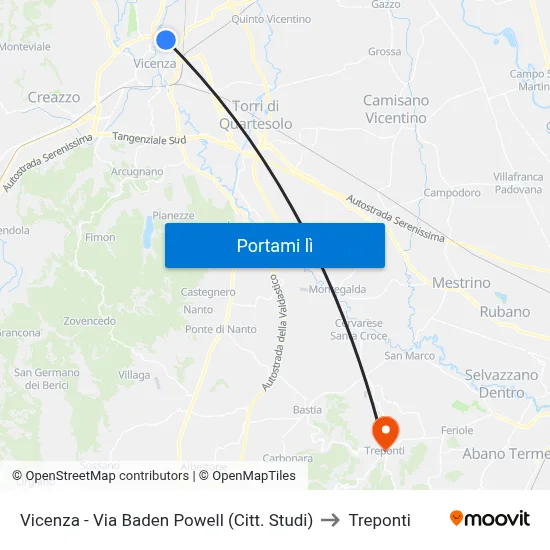 Vicenza - Via Baden Powell (Citt. Studi) to Treponti map