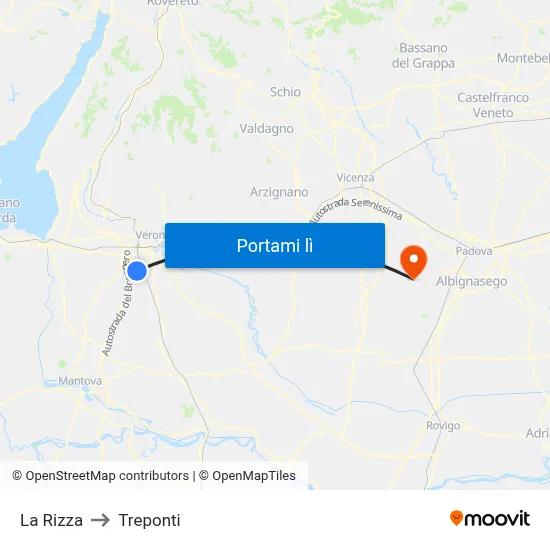 La Rizza to Treponti map