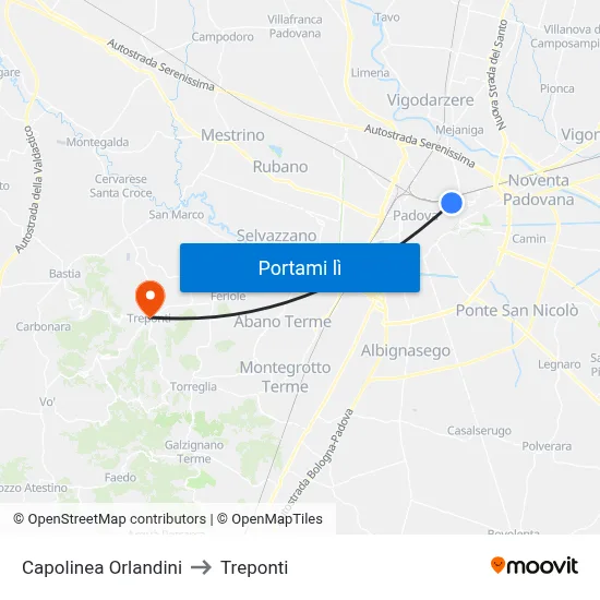 Capolinea Orlandini to Treponti map