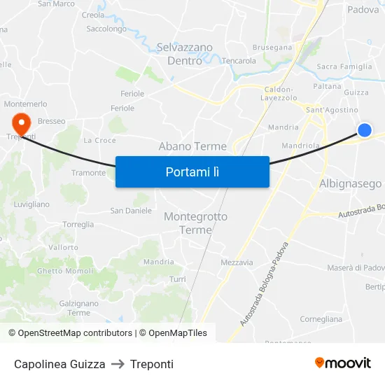 Capolinea Guizza to Treponti map