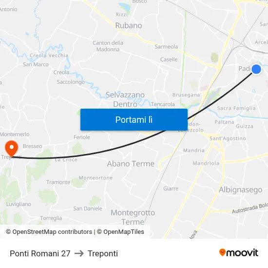 Ponti Romani 27 to Treponti map