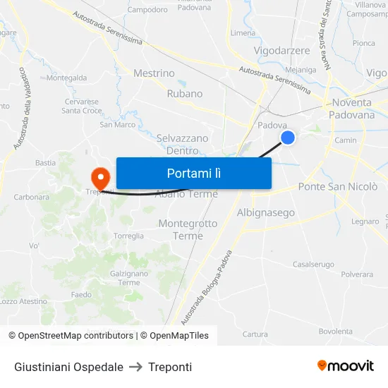 Giustiniani Ospedale to Treponti map