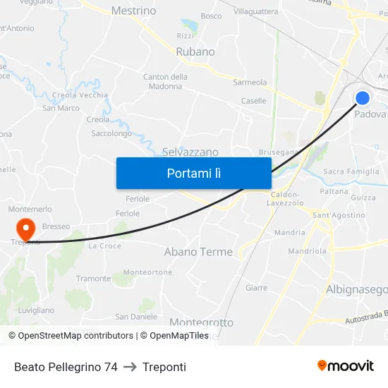 Beato Pellegrino 74 to Treponti map