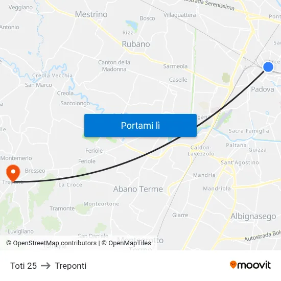 Toti 25 to Treponti map