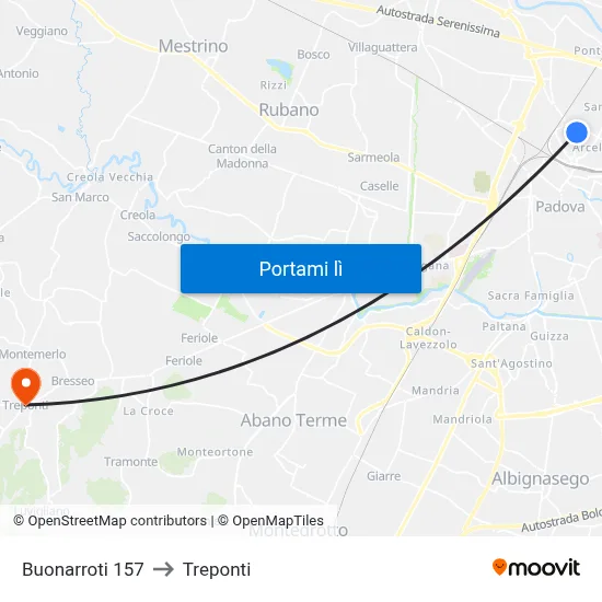 Buonarroti 157 to Treponti map