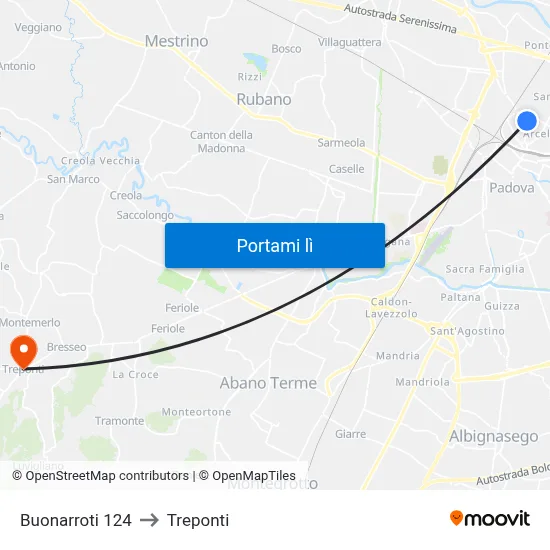 Buonarroti 124 to Treponti map