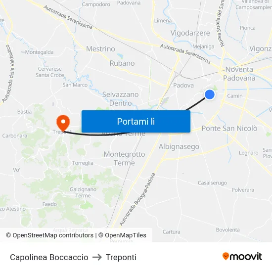 Capolinea Boccaccio to Treponti map