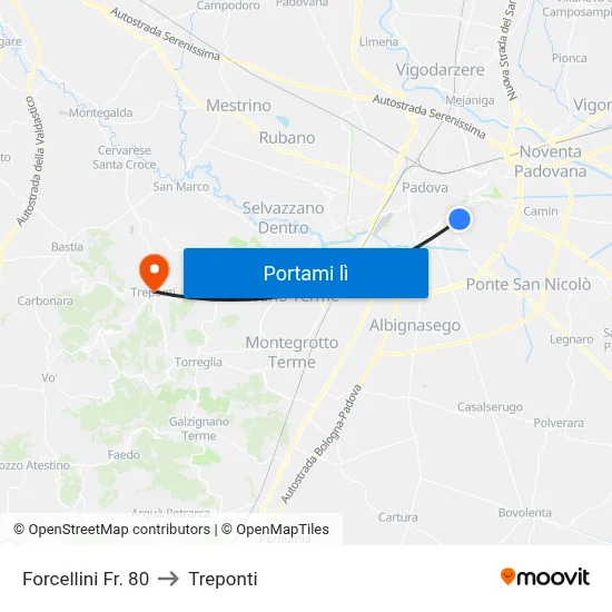 Forcellini Fr. 80 to Treponti map