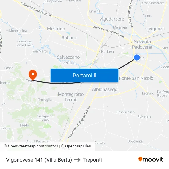 Vigonovese 141 (Villa Berta) to Treponti map