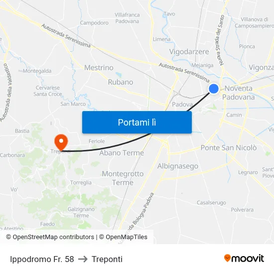Ippodromo Fr. 58 to Treponti map