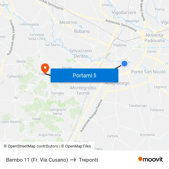 Bembo 11 (Fr. Via Cusano) to Treponti map