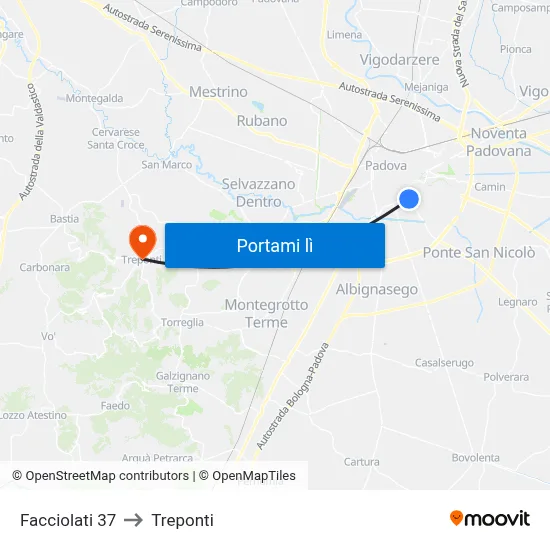 Facciolati 37 to Treponti map