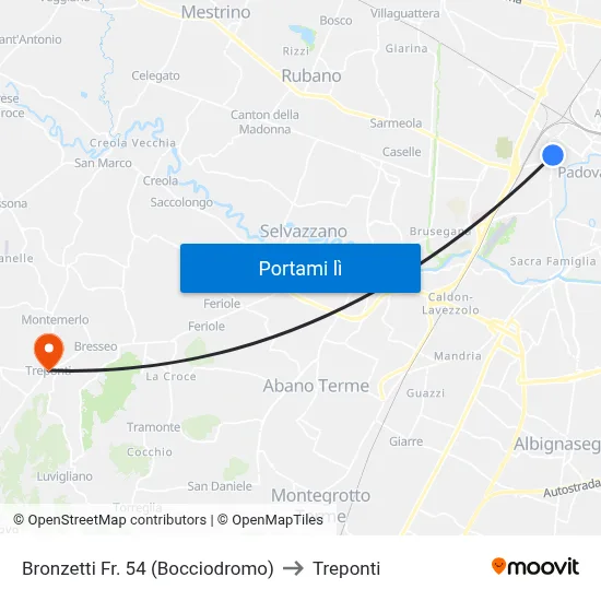 Bronzetti Fr. 54 (Bocciodromo) to Treponti map