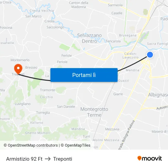 Armistizio 92 Ft to Treponti map