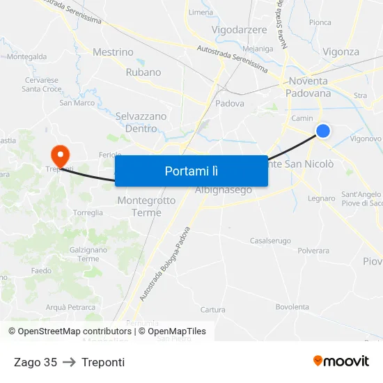 Zago 35 to Treponti map