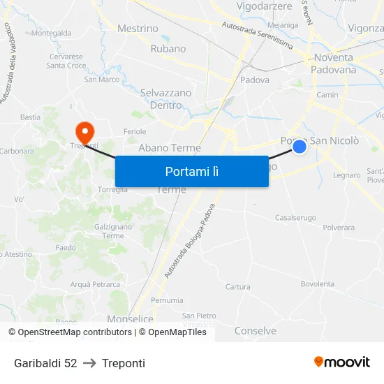 Garibaldi 52 to Treponti map