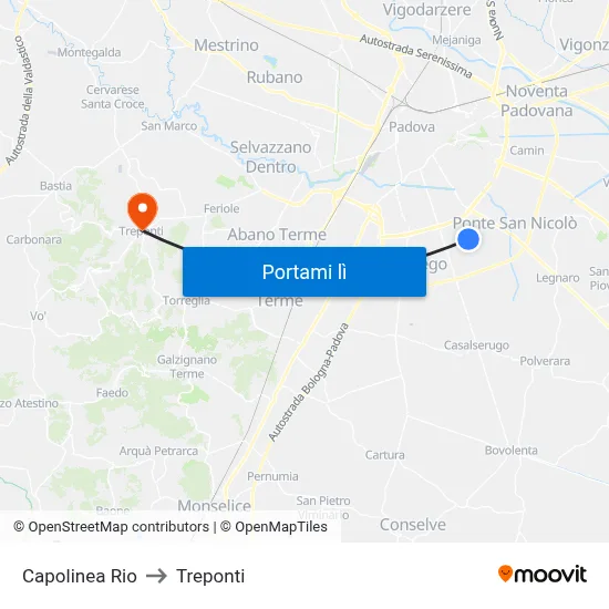 Capolinea Rio to Treponti map