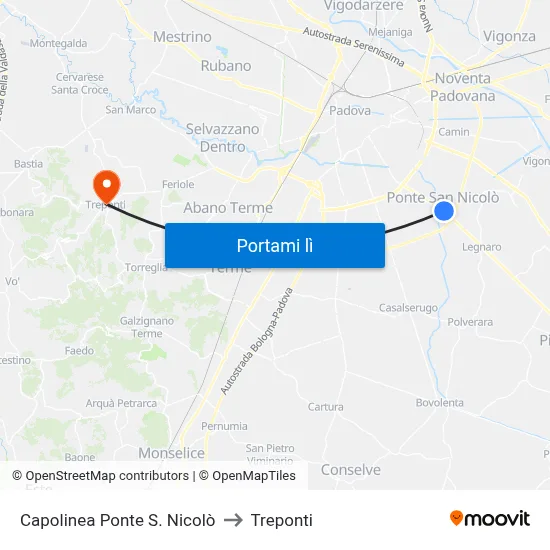 Capolinea Ponte S. Nicolò to Treponti map