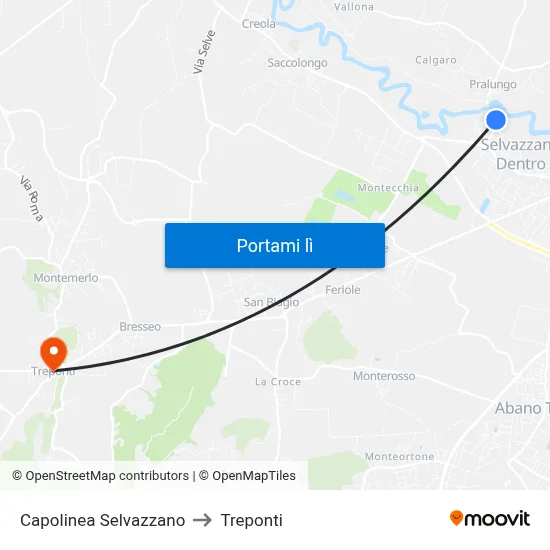 Capolinea Selvazzano to Treponti map