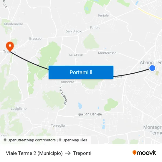 Viale Terme 2 (Municipio) to Treponti map