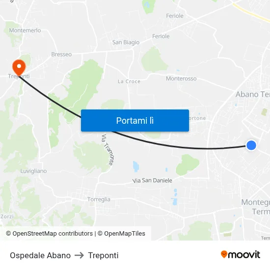 Ospedale Abano to Treponti map