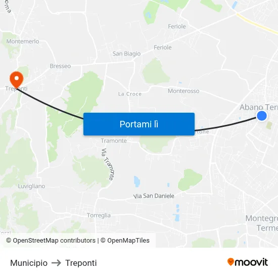 Municipio to Treponti map