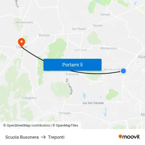 Scuola Busonera to Treponti map