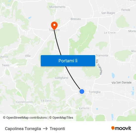 Capolinea Torreglia to Treponti map