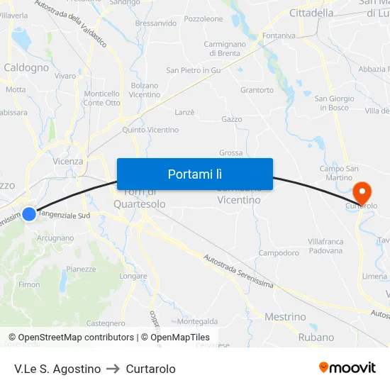 V.Le S. Agostino to Curtarolo map